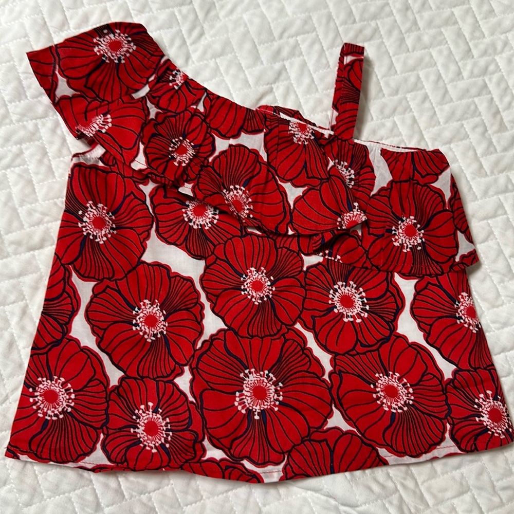 Janie and Jack red and white floral top